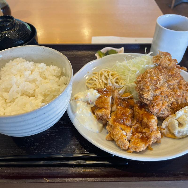 チキン南蛮と自家製メンチカツの盛合せ定食(かもめ食堂)
