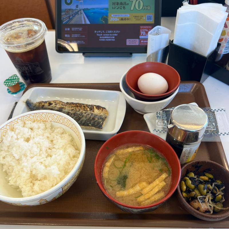 さばたまかけ朝食　アイスコーヒー(すき家 足立一ツ家店 )