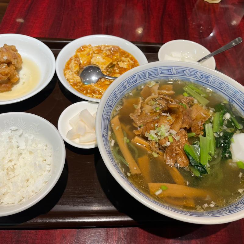 ゆで豚、青菜の麺セット(龍口酒家 本店)