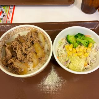 ミニ牛丼　サラダ(すき家 五泉東本町店 )