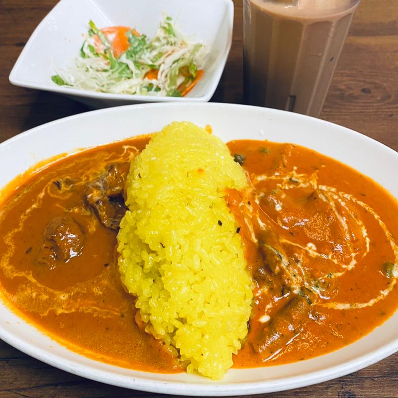 ダブルカレーライスセット　マトンカレー&野菜カレー(インド・タイ料理レストラン 絆)