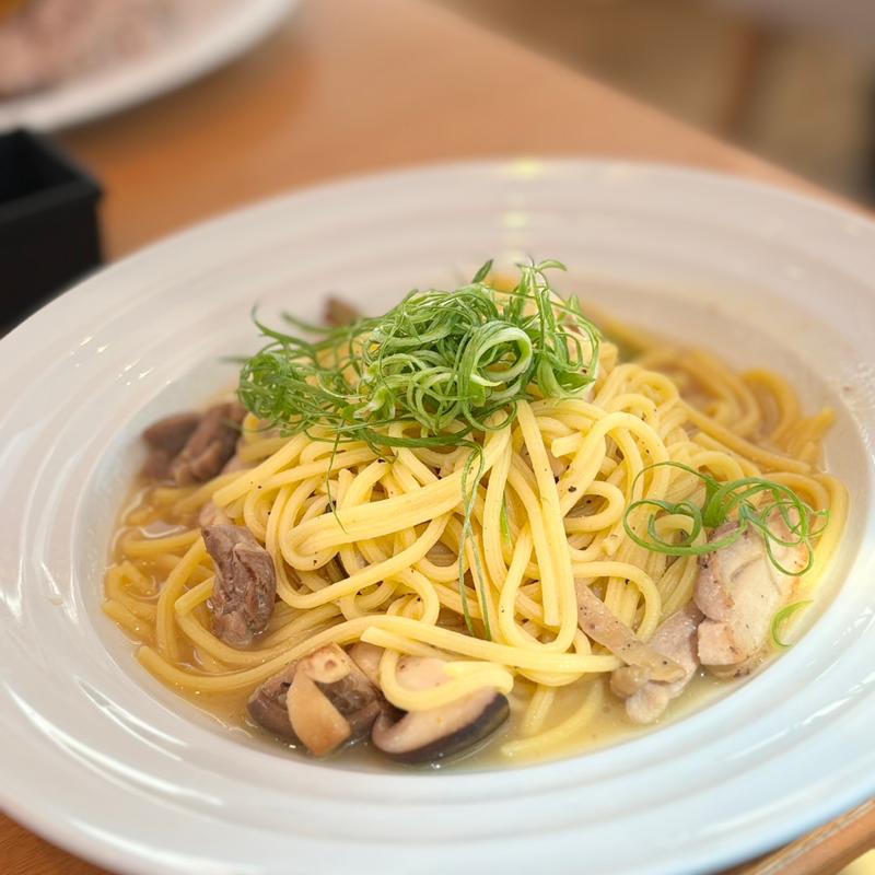 丹波黒どりと 九条ねぎの和風パスタ 柚子胡椒風味  (小川珈琲本店)