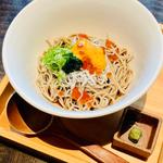 ランチショートコース　しらすと生雲丹といくらの混ぜ蕎麦