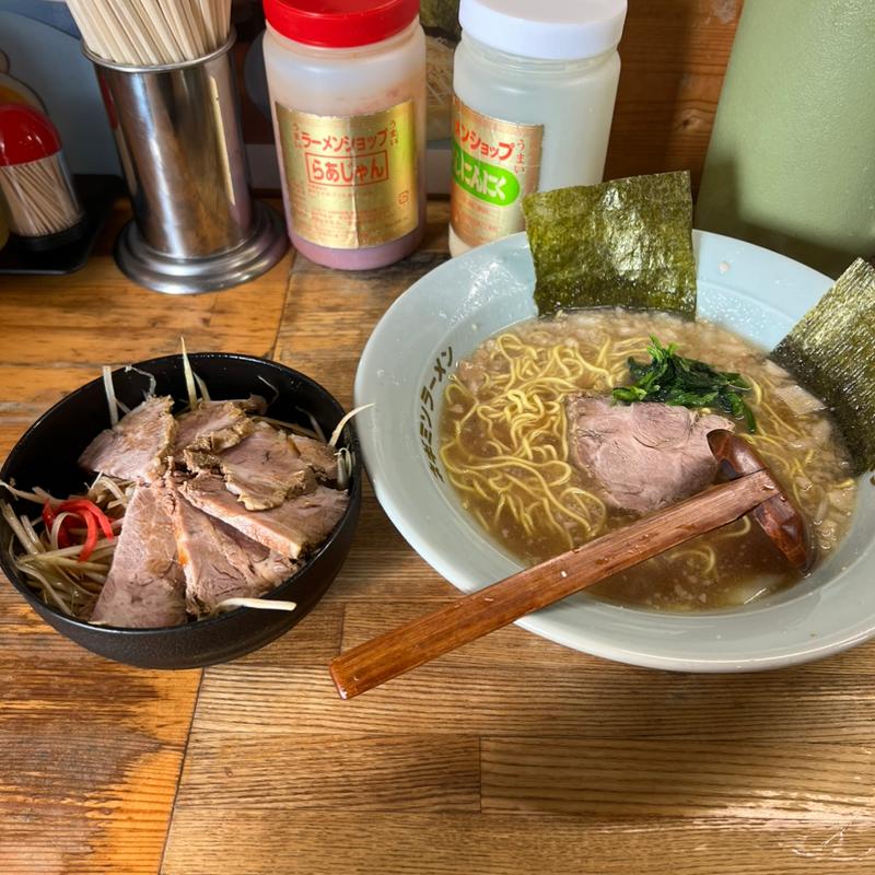 モーニングサービスラーメン　ネギチャーシュー丼(ラーメンショップ椿 上彦川戸店)