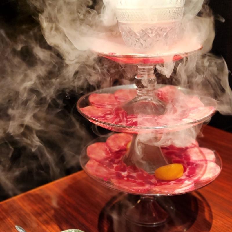 ネギ塩牛タンタワー3段(焔立つ肉寿司と牛タンタワー 肉処 双葉 三宮)