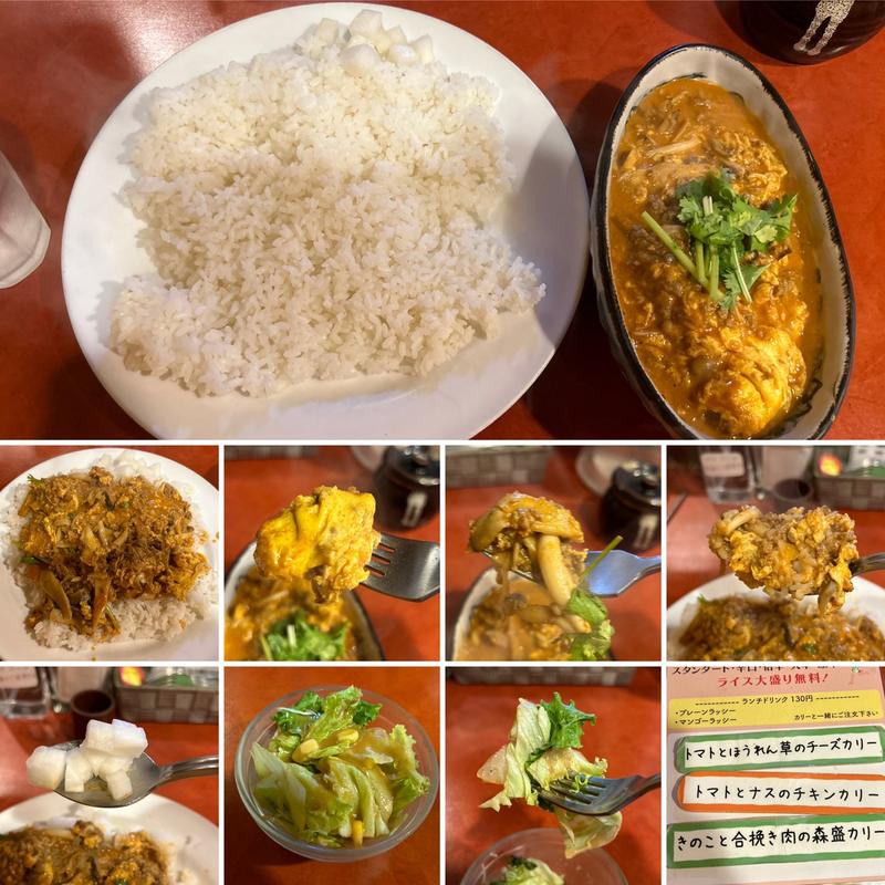 5種のきのこと合挽き肉の森盛りカレーにふわ卵(YAMIYAMI)