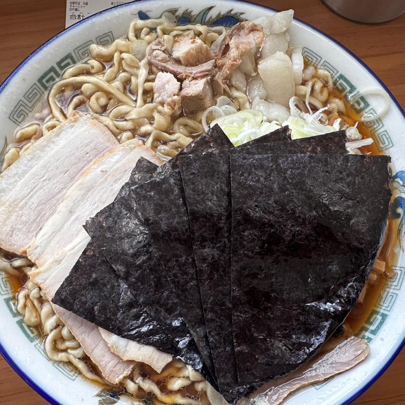 中華そば大、チャーシュー、海苔マシ。濃いめ、実入り(ケンちゃんラーメン 古河店)