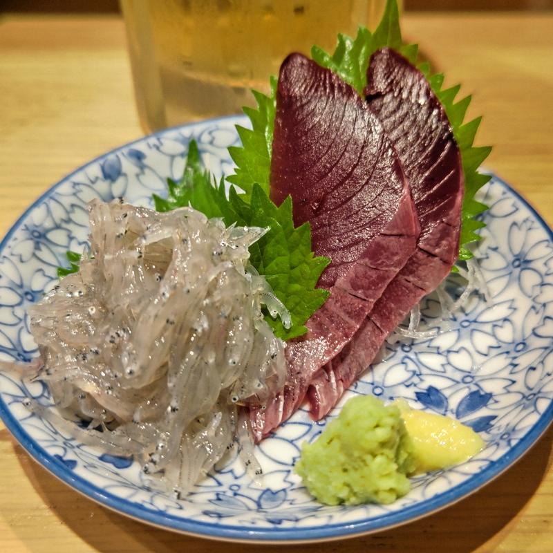 朝どれ生しらす・ヒラソウダカツオ(貝 刺身専門店 しらはら 関内)