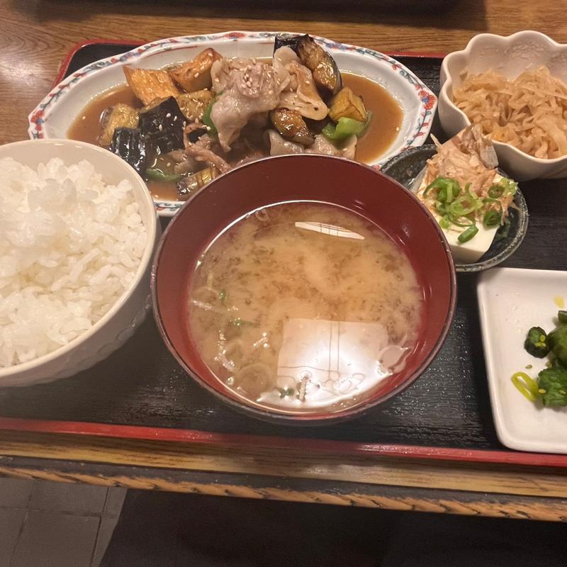 ポークなす味噌炒め定食(酒房 月桂冠)