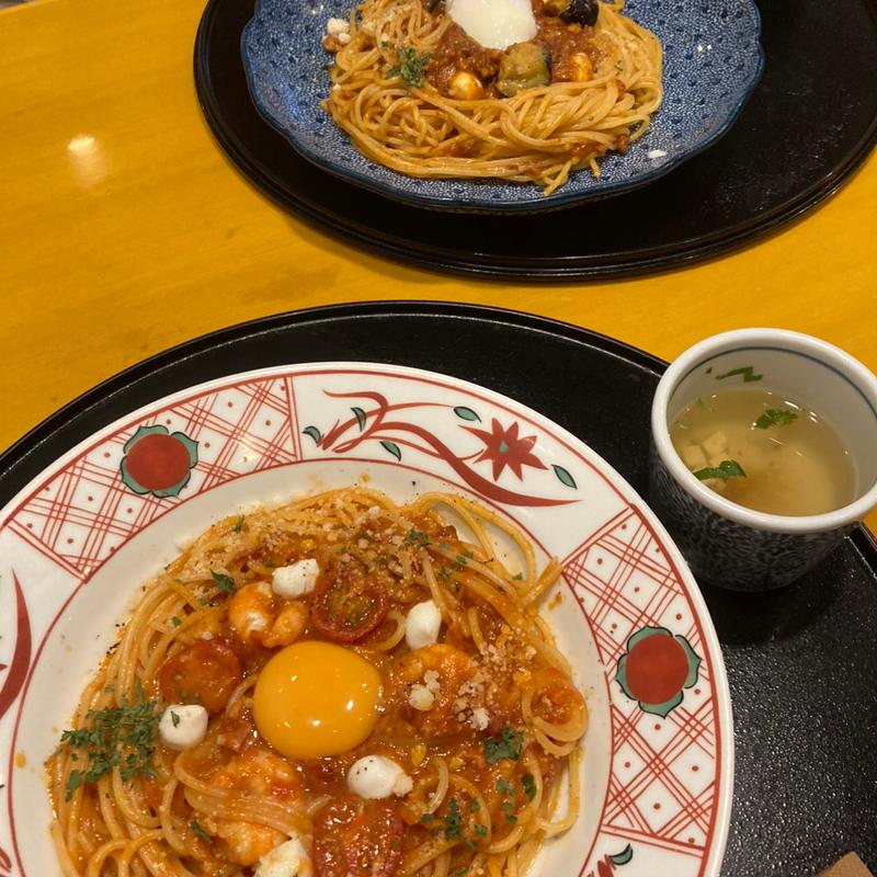 海老とマスカルポーネのカルボナーラチリソース(洋麺屋五右衛門 ルミネ北千住店)