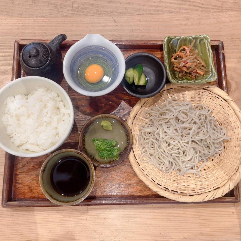 ざる蕎麦➕卵かけセット(道の駅 十津川郷 蕎麦処 行仙)