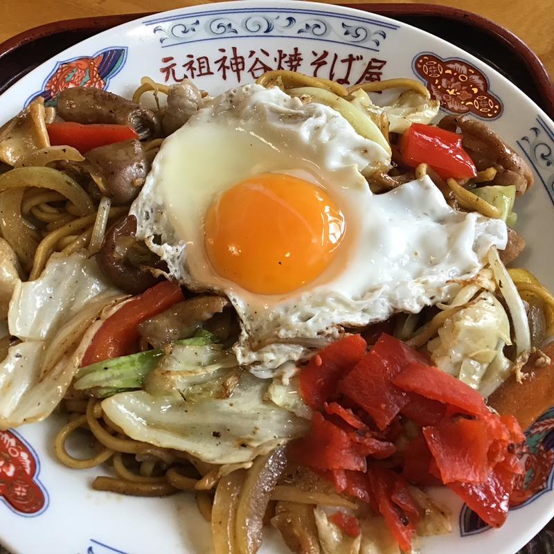 ホルモン玉子野菜　並(元祖 神谷焼きそば屋 （がんそ かみややきそばてん）)