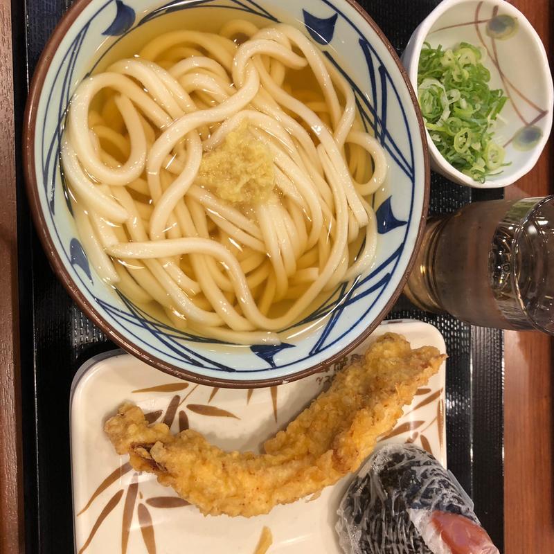 かけうどん【冷】梅おにぎり かしわ天(丸亀製麺 足利店 )