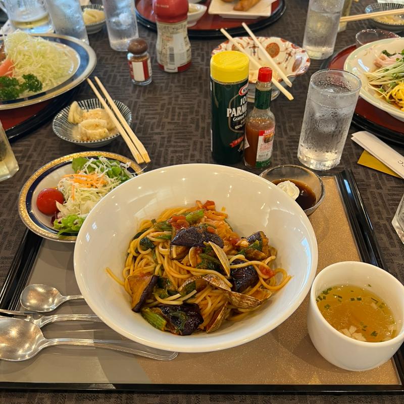 茄子とアサリのアラビアータパスタ(東武藤が丘カントリー倶楽部)