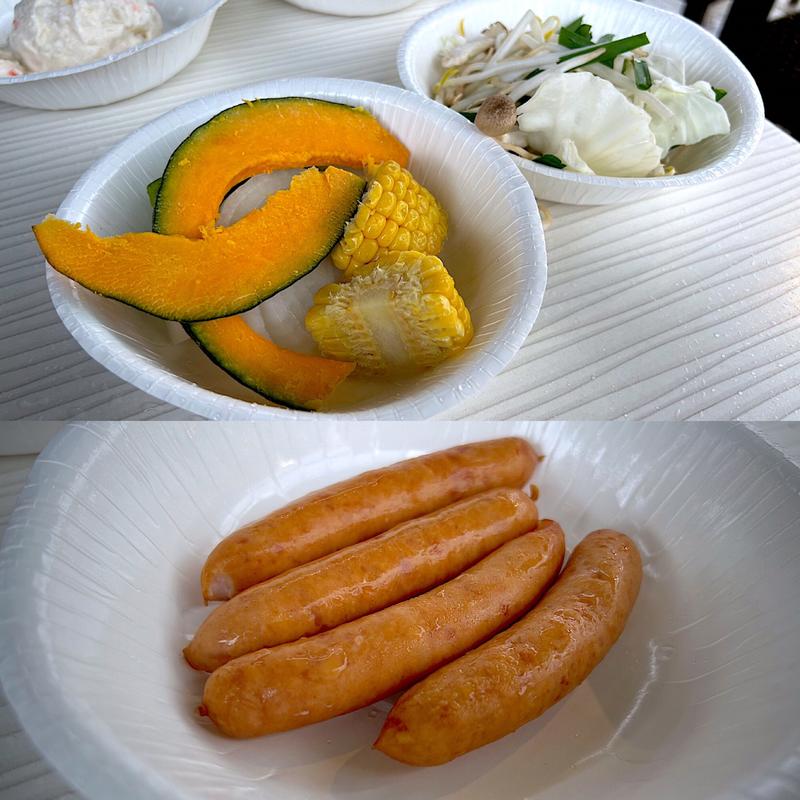 焼き野菜、ウインナー(仙台パルコ2 肉食べ放題 BBQビアガーデン)