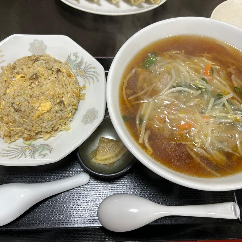 あんかけもやしラーメンの半チャーハンセット(麺王 矢切店)