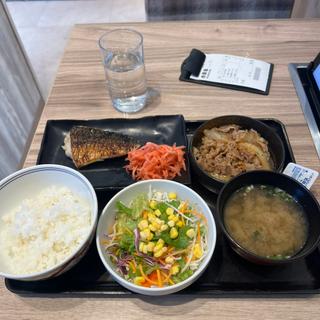 牛さば定食　生野菜サラダ(吉野家 尾久橋通り舎人店)