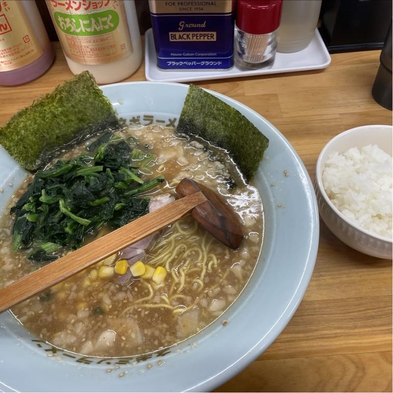味噌ラーメン　半ライス　ほうれん草(ラーメンショップ椿 松伏店)