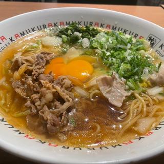 牛すき月見ラーメン(どうとんぼり神座×青藍 UMEDA FOOD HALL店)