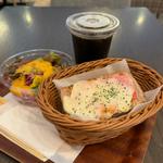 モーニングD.サラダセット(岩手県産ハム&チーズのオープンサンド)(カフェ 杜の香り )