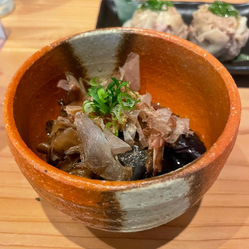 茄子と舞茸の揚げびたし(天ぷら食堂 たもん)