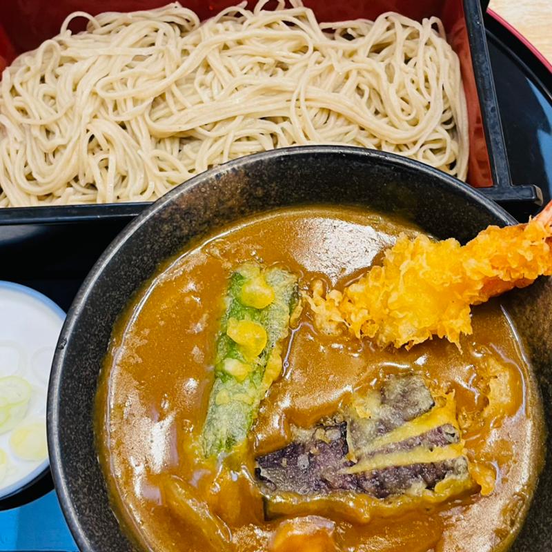 カレーつけ蕎麦天ぷら付き(越前)