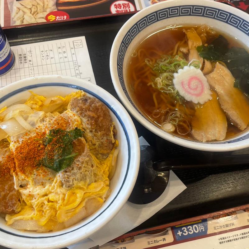 かつ丼Bセットしょうゆラーメン(山田うどん食堂 谷塚店)