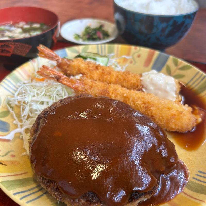ハンバーグ海老定食(松の家 )