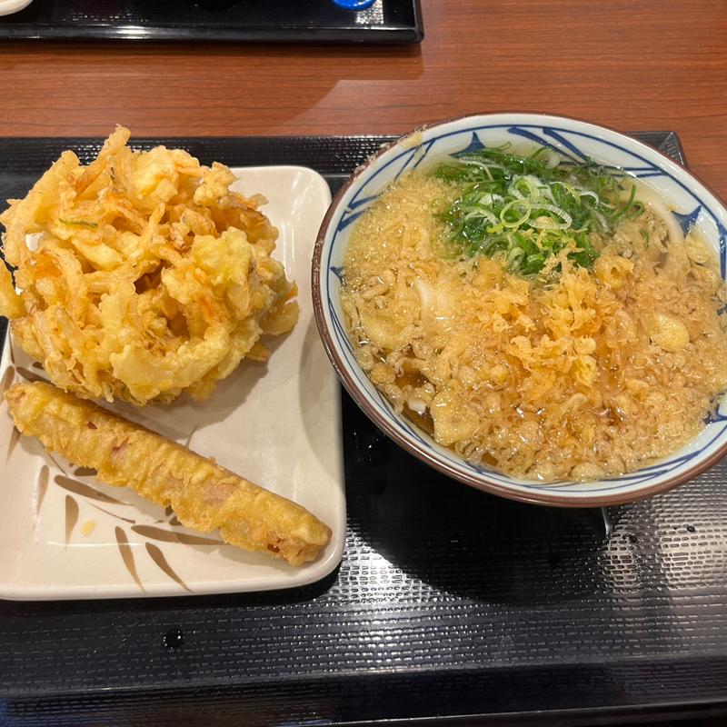 かけうどん、野菜かき揚げ(丸亀製麺さいたま中央)