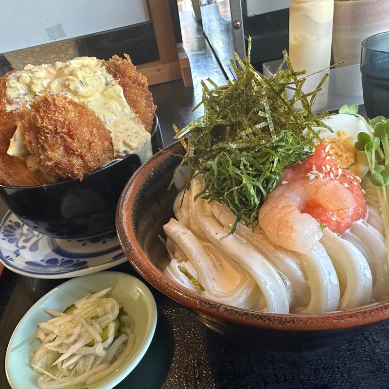 冷し明太クリームうどん(うどん居酒屋 まさか)
