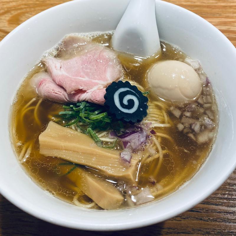 味玉炭火焼鯵煮干そば(らぁ麺 はやし田 多摩センター店)