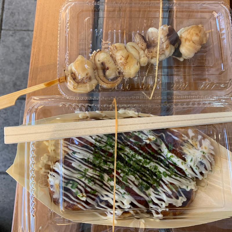 イカげそ串焼き、たこ焼きマヨネーズ(売店 淡路SA(上り))