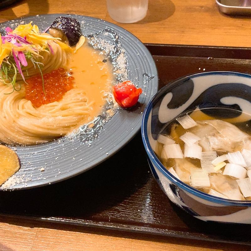 【限定】キノコ出汁で食べるはらこつけ麺(麺屋58)