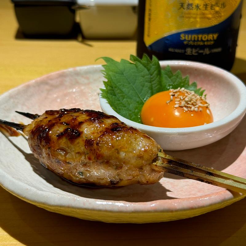 つくね 極上月見(炭火焼鳥 華真)