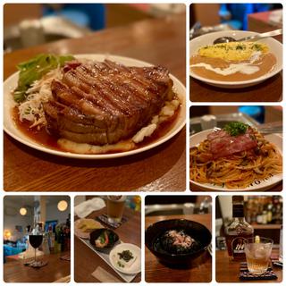 ローストポーク　お任せパスタ　茄子の焼きびたし　海老のビスクソースのオムレツ(BAR ZEN)