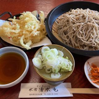 もりそば大盛かきあげ(そば処 水無湧水庵)