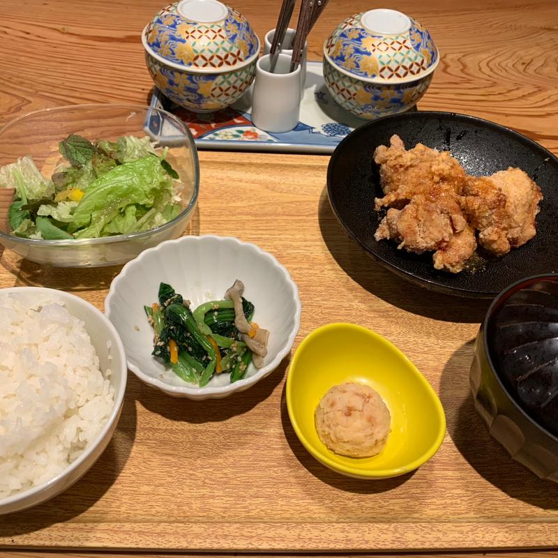 鳥の唐揚げ明太風味定食(博多もつ鍋やまや品川店)