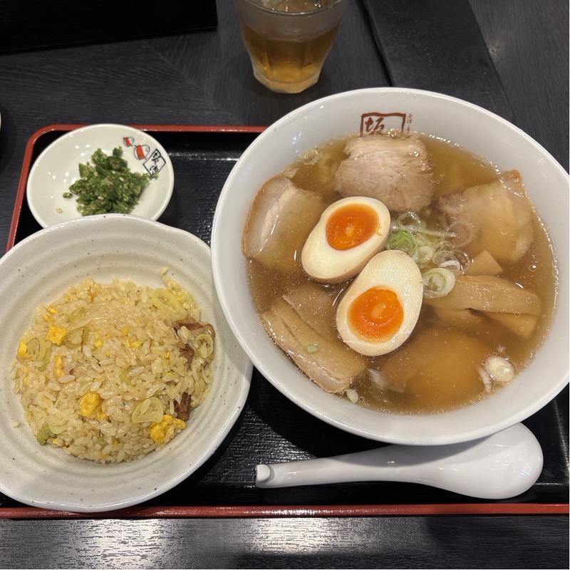 半チャーハンセット　青唐辛子トピ(喜多方ラーメン坂内 浅草店)