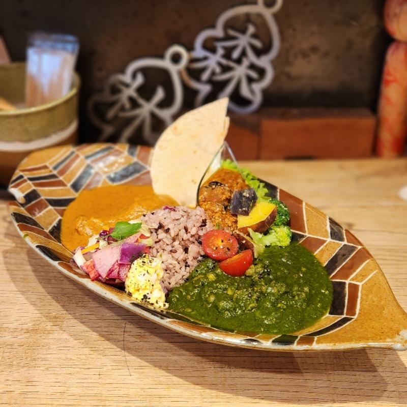 A 本日のカレー合がけ＋カレースープ(森林食堂 （しんりんしょくどう）)