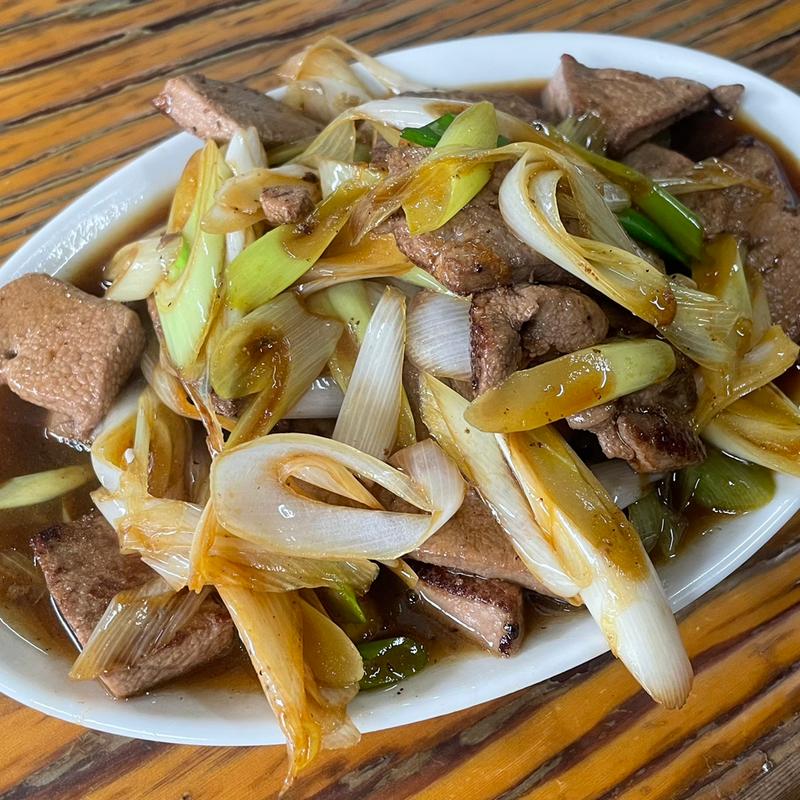 ネギレバ炒め 単品(いづみ亭)