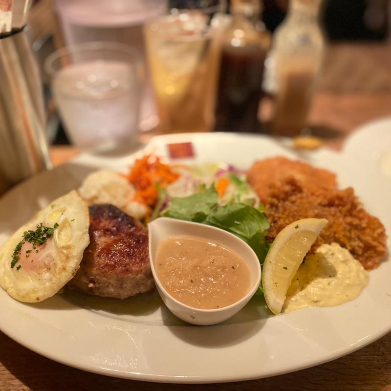 ジンジャーソースハンバーグ+メンチカツ(洋食ハンバーグウィル)