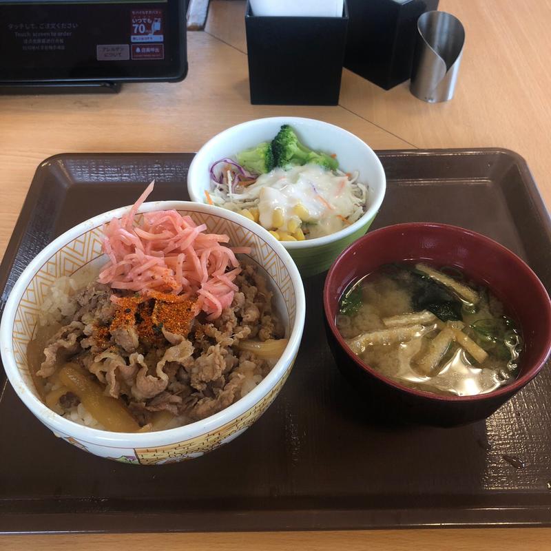 牛丼ランチセット(すき家 足利南大町店)