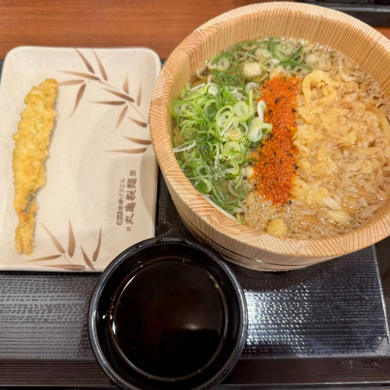 釜揚げうどん＋出汁＋子持ちししゃも天(丸亀製麺羽生)