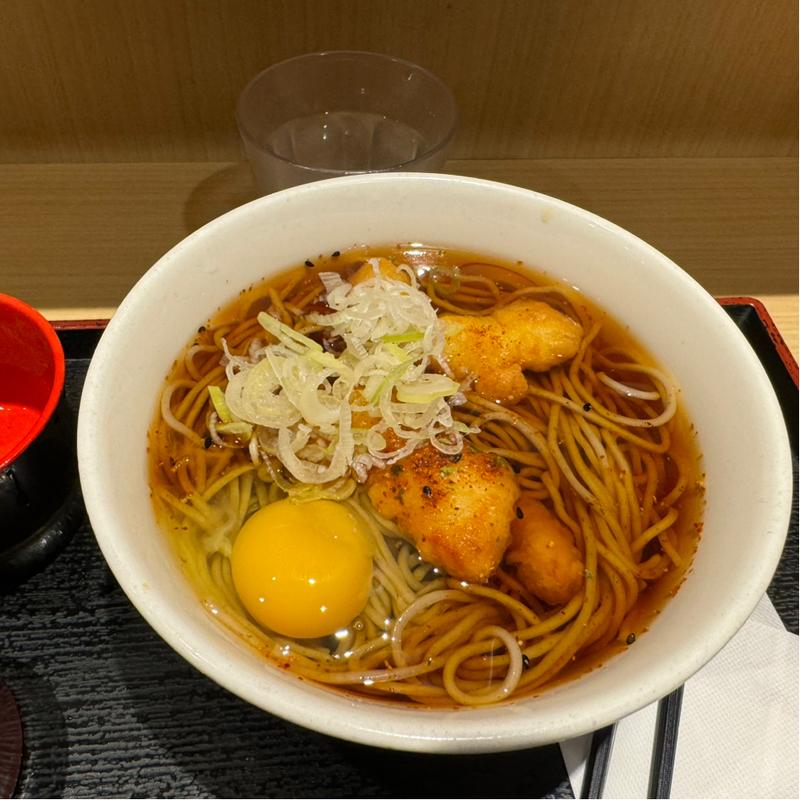 とり天月見そば(いろり庵きらく 南浦和)