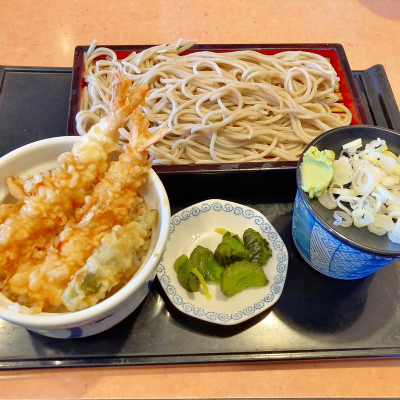 ミニ海老天丼冷そばセット(そば元本舗 那珂店 （そばげんほんぽ）)