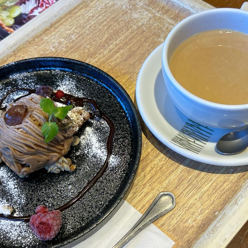 ケーキセット（クラシックモンブラン+ミルクコーヒー）(上高地あずさ珈琲 姫路手柄店)