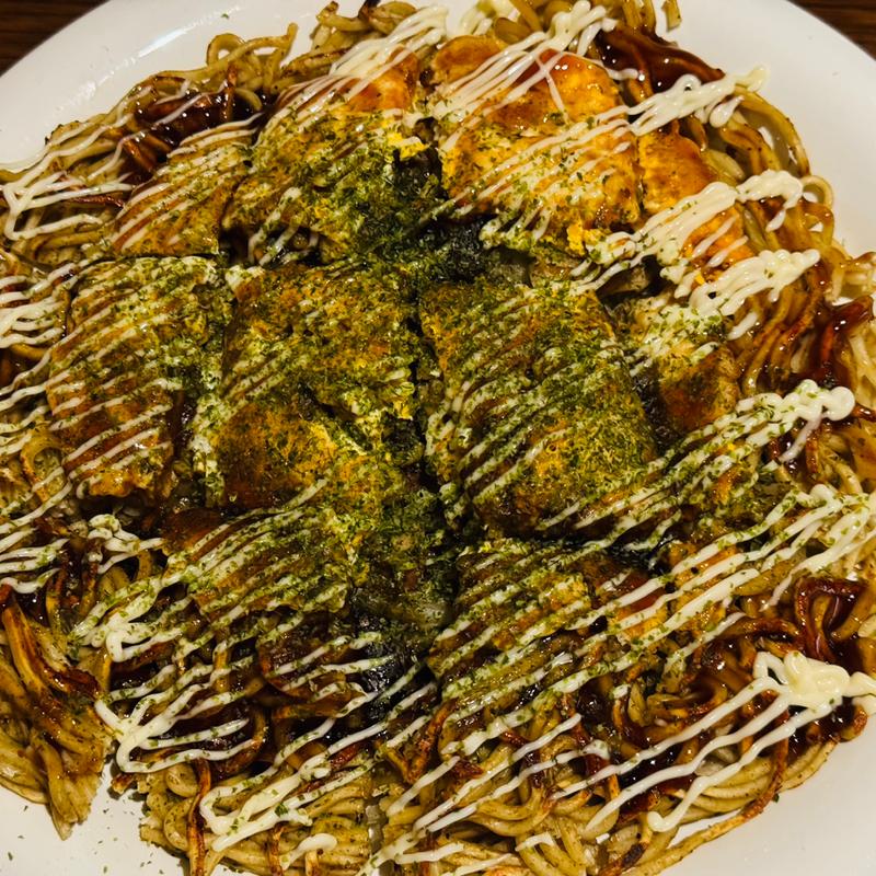 シーフードとイカ天のスペシャルミックス(お好み焼き 鉄ちゃん)