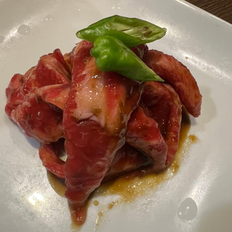 韓国風青唐辛子ダレで食べるカルビサル(焼肉ダイニング ワンカルビ 三木店)