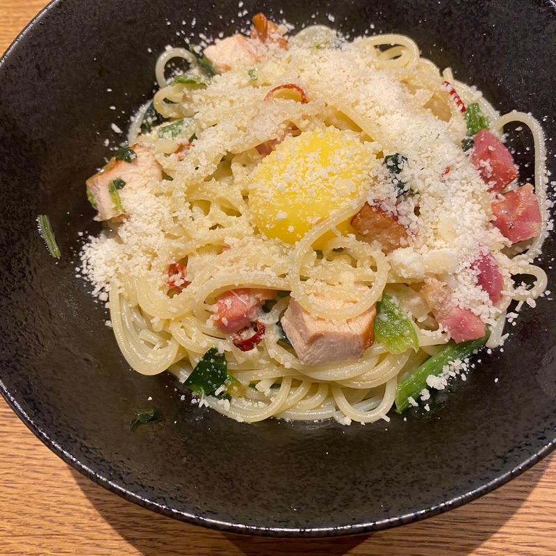 ぺぺタマ(麦と卵 吉祥寺店 下川六〇酵素卵と北海道小麦の生パスタ)