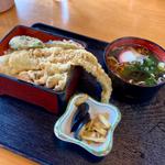 穴子天重セット そば温